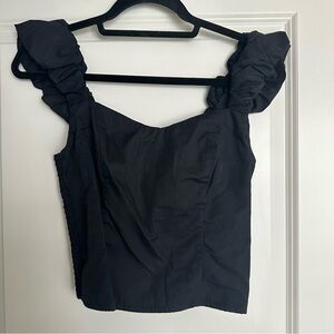 Abercrombie & Fitch Black Ruffle Strap Top